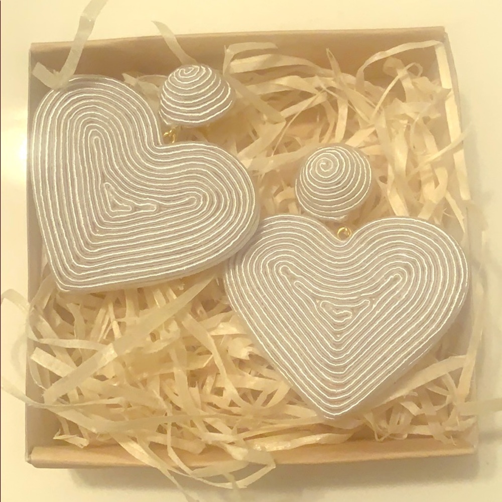 Rebecca de Ravenal type silk heart earrings